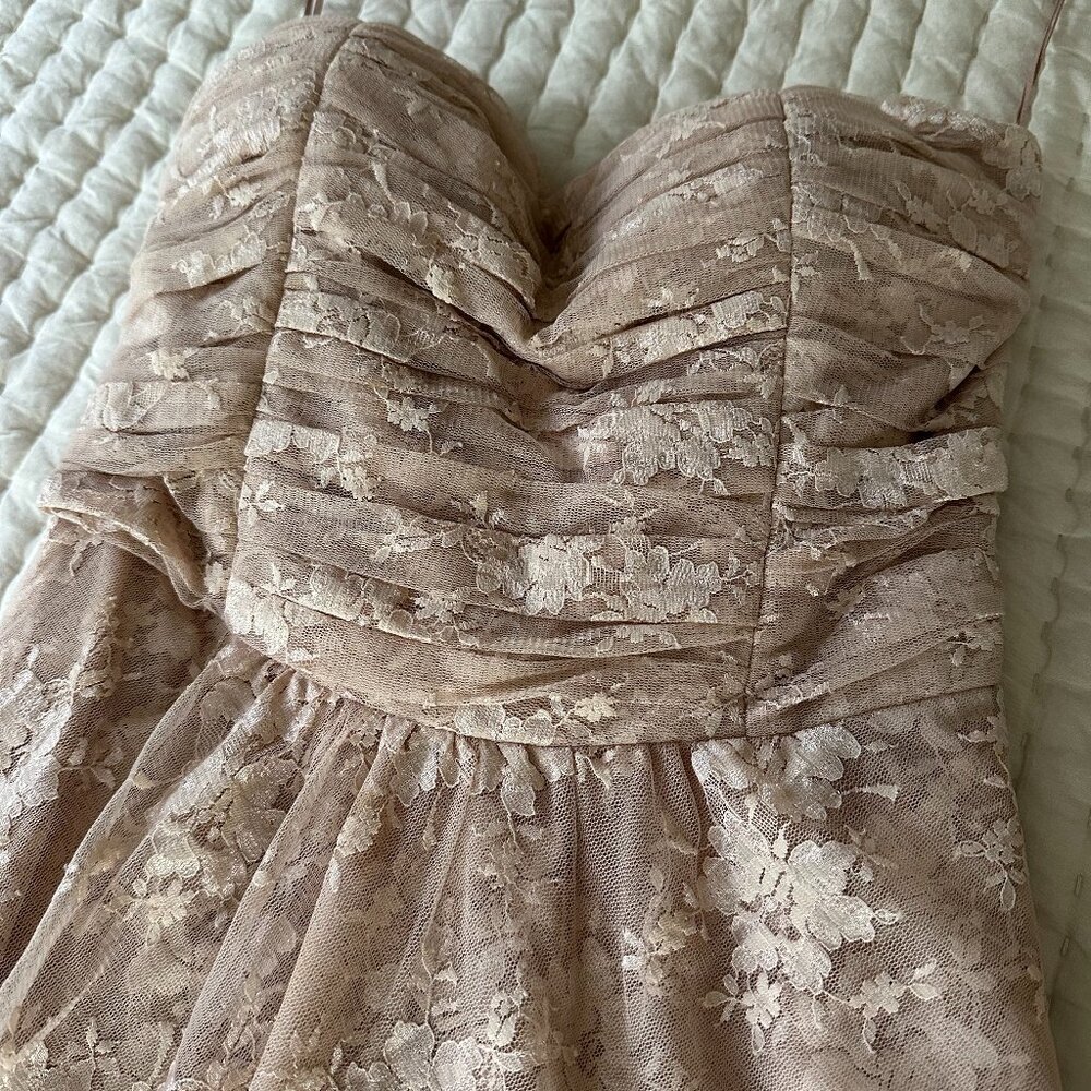 PatBo (Patricia Bonaldi) Mini Dress, Pink Lace, Strapless.